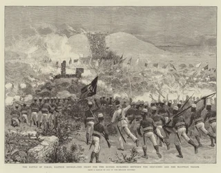 La bataille de Tokar, Soudan oriental, la lutte pour les bâtiments en ruine entre les Derviches et les troupes égyptiennes